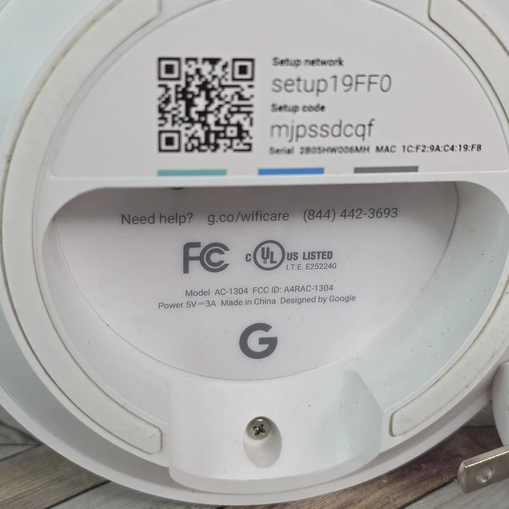 Google WiFi AC-1304 1 Port 1200Mbps Wireless Mesh Router With Power Cable TESTED